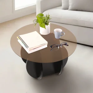 70CM Round Luxury Modern Glass Coffee