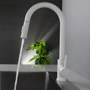 White oat kitchen pull-out faucet