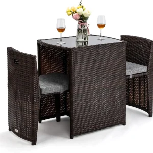 3 PCS Wicker Outdoor Patio Bistro Set.