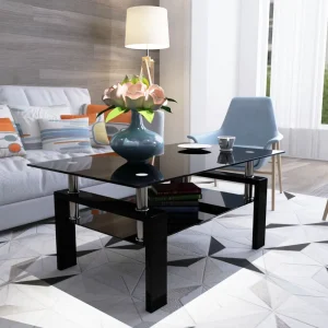 Rectangle Black Glass Coffee Table.